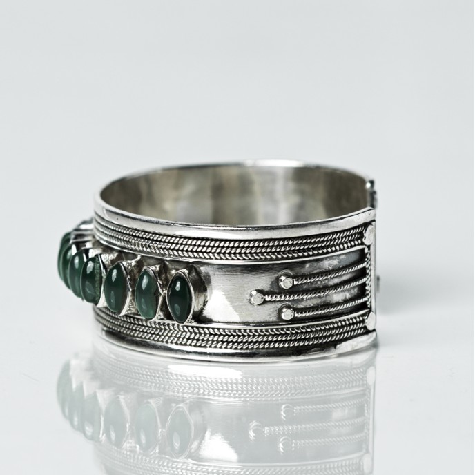 Bratara fixa lata pietre semipretioase Argint