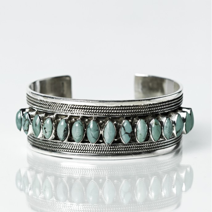 Bratara fixa lata pietre semipretioase Argint