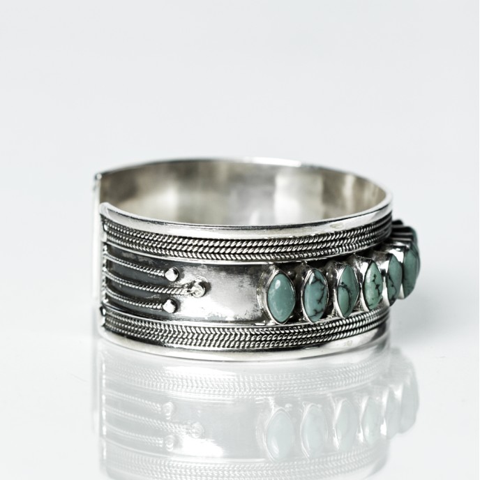 Bratara fixa lata pietre semipretioase Argint