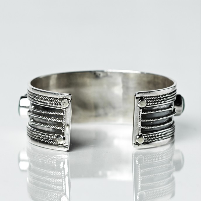 Bratara fixa lata pietre semipretioase Argint