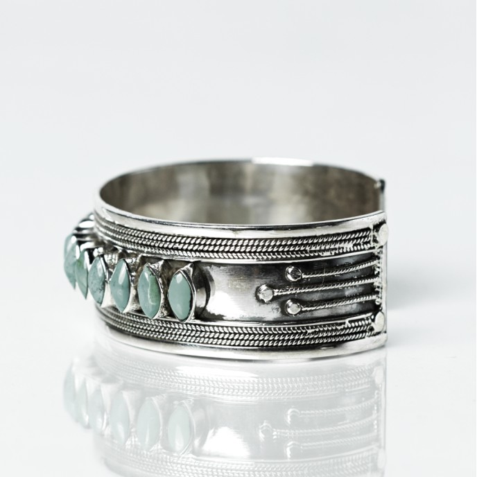 Bratara fixa lata pietre semipretioase Argint