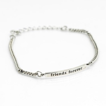 Bratara flexibila placuta friends forever Argint