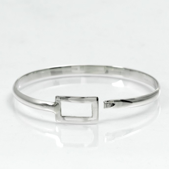 Bratara fixa simpla dreptunghi Argint