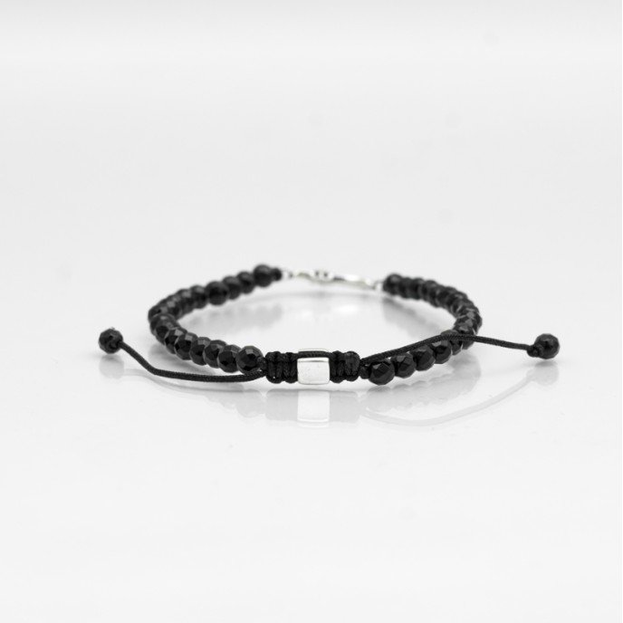 Bratara textila onix cruce gotica Argint