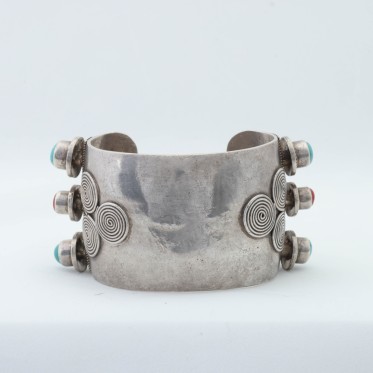 Bratara fixa spirale turcoaze corale Argint
