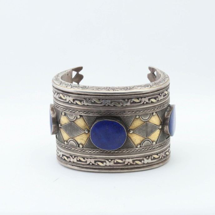 Bratara fixa Afghana lapis.lazuli broderie Argint