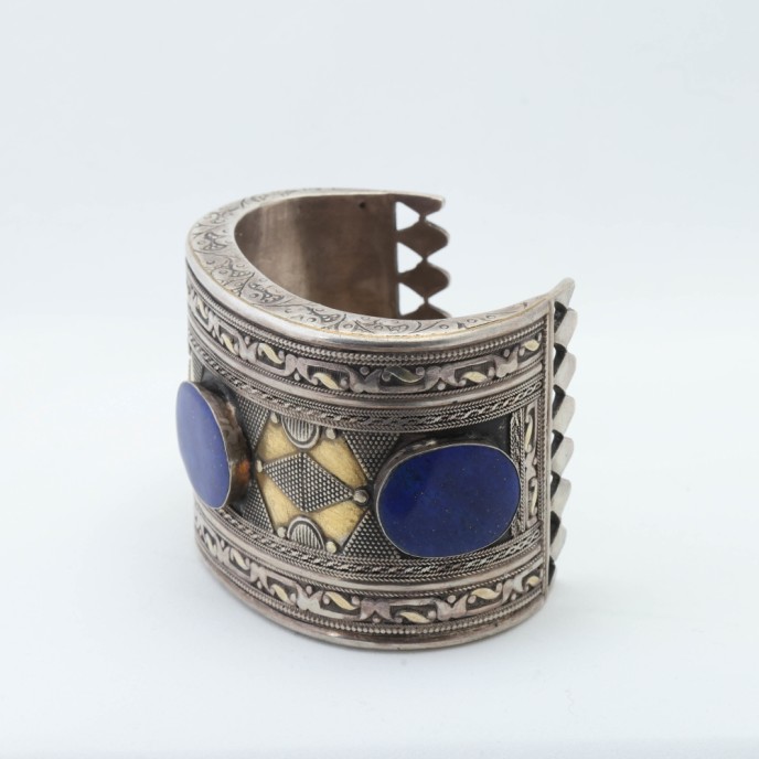 Bratara fixa Afghana lapis.lazuli broderie Argint