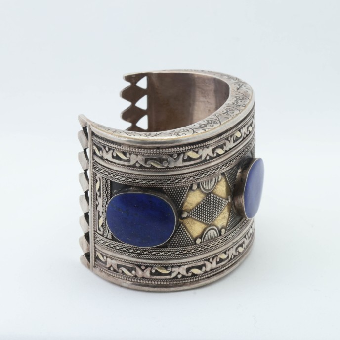 Bratara fixa Afghana lapis.lazuli broderie Argint