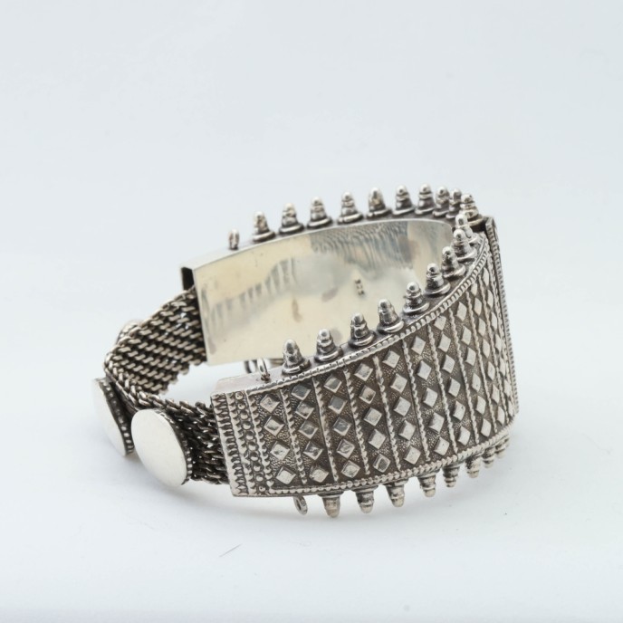 Bratara placute romb si bulbi Argint