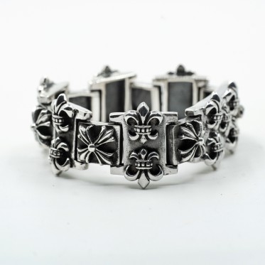 Bratara flexibila fleur.de.lys cruce gotica Argint