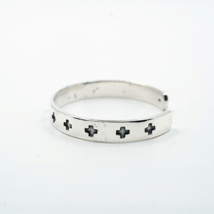 Bratara fixa simpla cruci patrate Argint