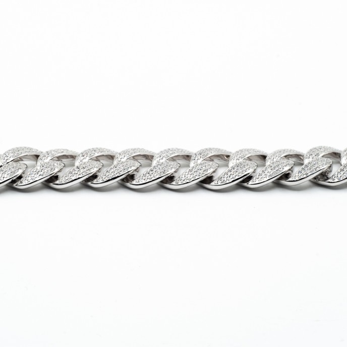Bratara cuban cubic zirconia 15mm Argint