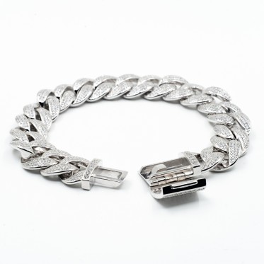 Bratara cuban cubic zirconia 15mm Argint