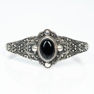 Bratara fixa broderie florala piatra Argint