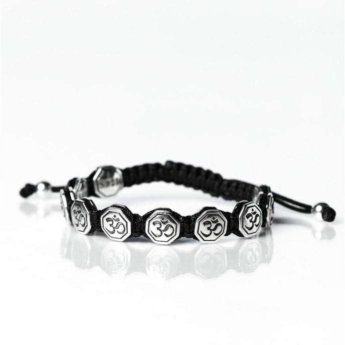 Bratara textila banuti aum Argint