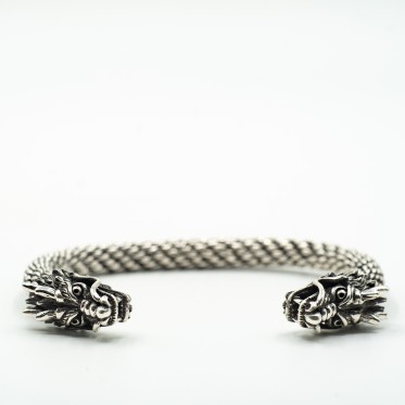 Bratara fixa doi dragoni XL Argint