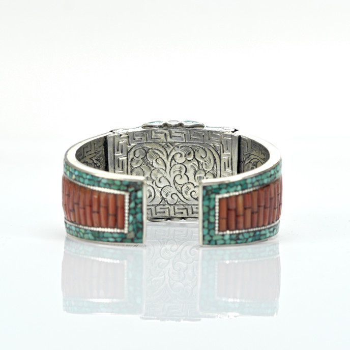 Bratara fixa Nepal floare ochi.de.tigru Argint