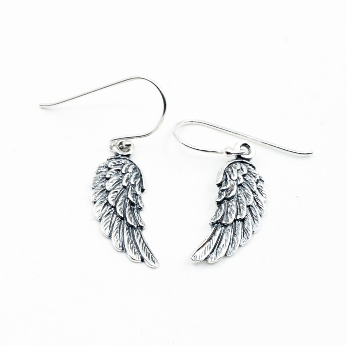 Cercei lungi aripi de inger Argint