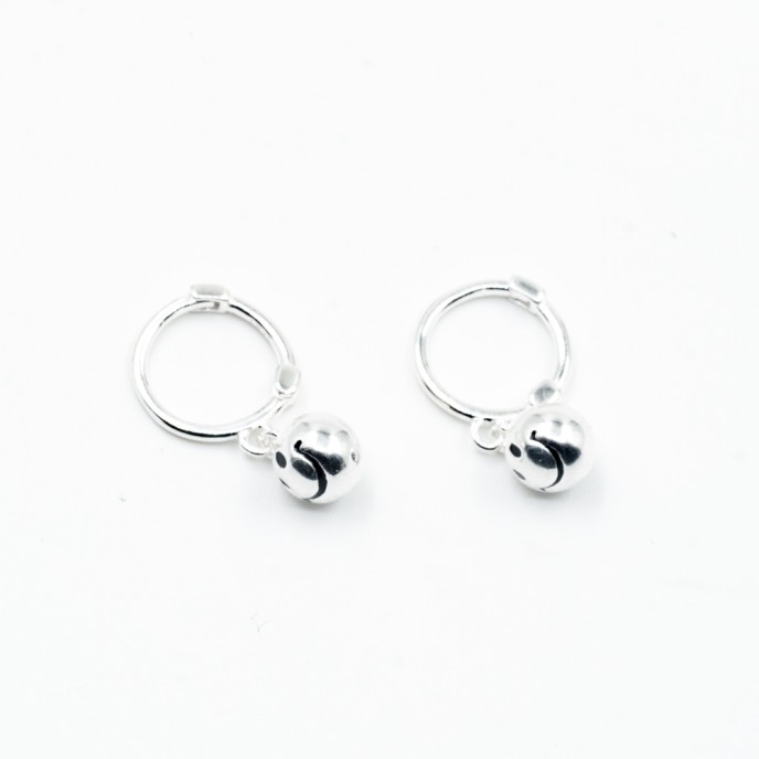 Cercei creola Smiley face Argint