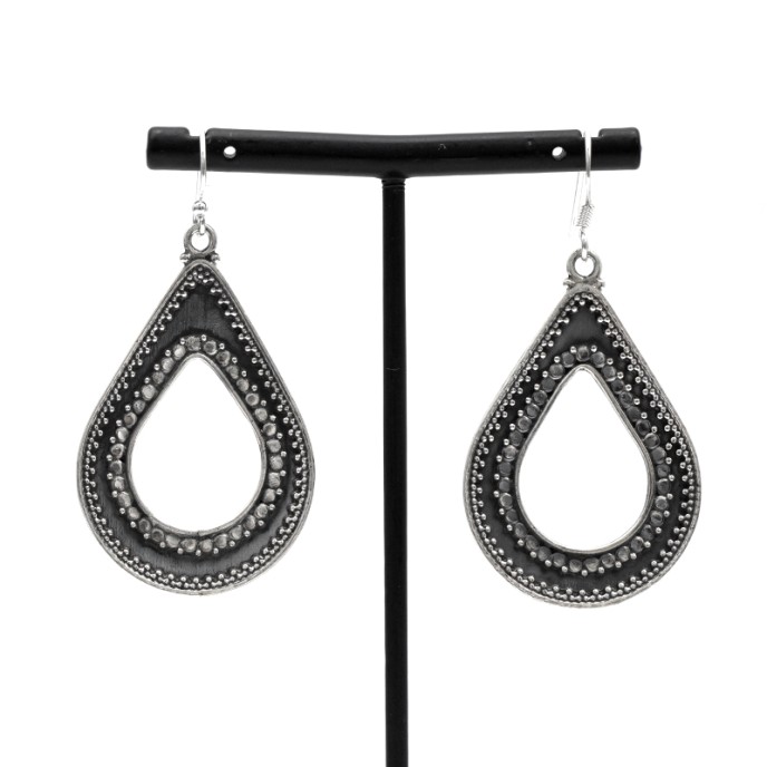 Cercei lungi picatura buline India Argint