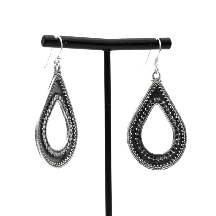 Cercei lungi picatura buline India Argint