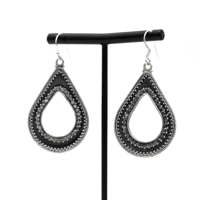 Cercei lungi picatura buline India Argint