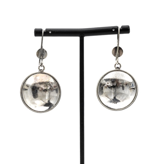 Cercei rotunzi banut floare India Argint