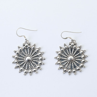 Cercei soare raze buline Argint