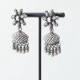 Cercei etnici floare con ciucuri Argint