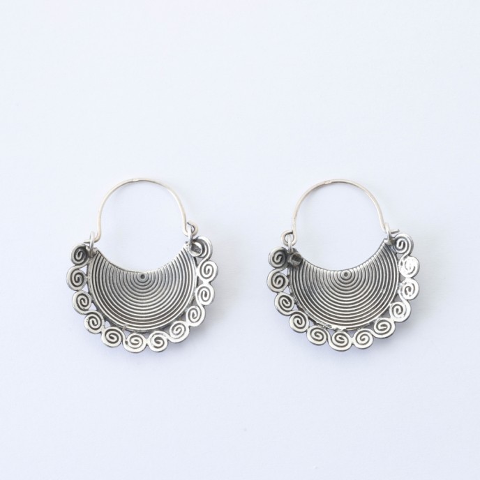 Cercei semicerc spirale Argint