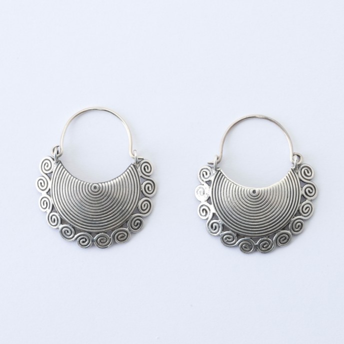 Cercei semicerc spirale Argint