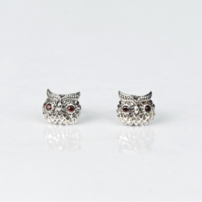 Cercei cap de bufnita zirconii Argint