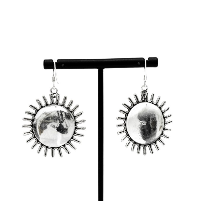 Cercei rotunzi soare raze India Argint