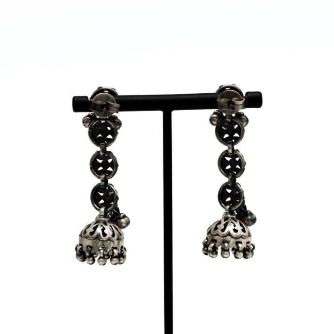 Cercei etnici lungi clopotel India Argint