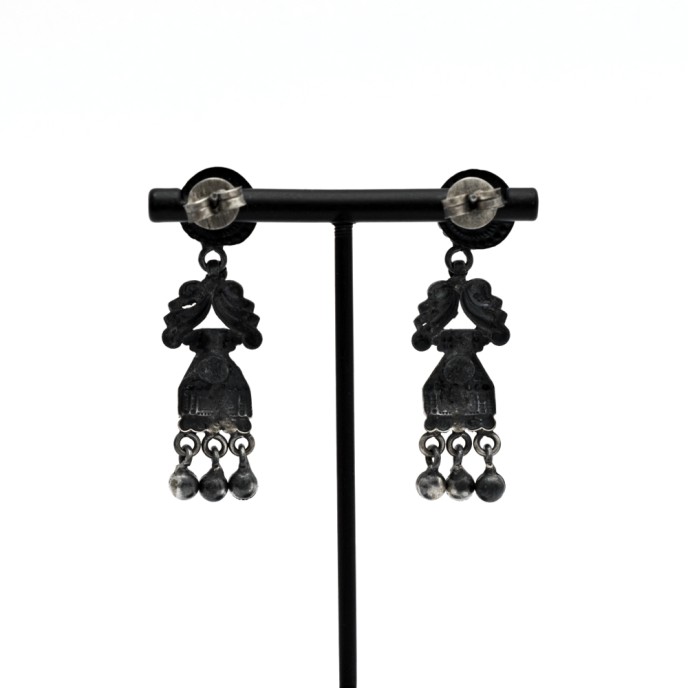 Cercei etnici petale ciucuri India Argint