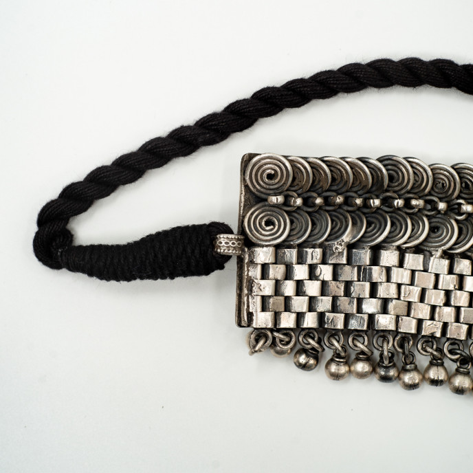 Colier etnic spirale ciucuri India Argint