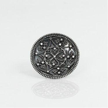 Inel India rotund floare 5.5cm Argint