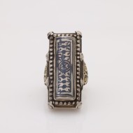 Inel Afghan dreptunghiular bombat picaturi Argint