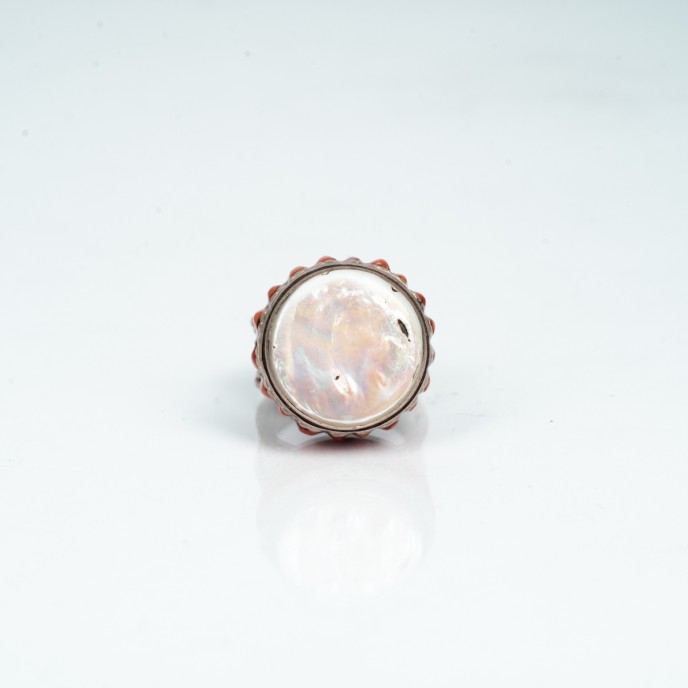 Inel Nepal rotund sidef-corale Argint