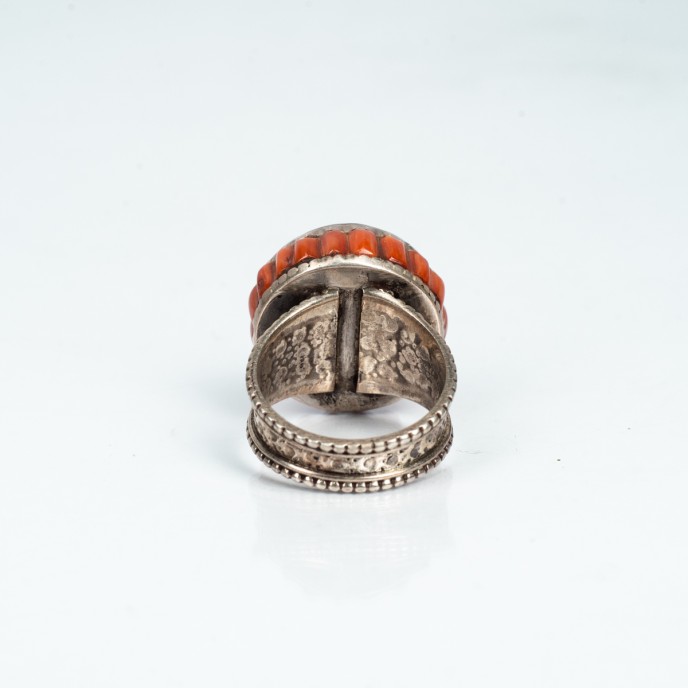 Inel Nepal rotund sidef-corale Argint