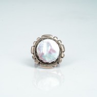 Inel Nepal rotund floare sidef Argint