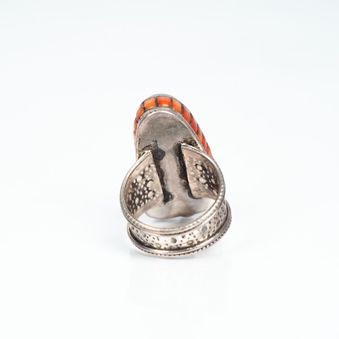 Inel Nepal triunghiular turcoaz verde Argint