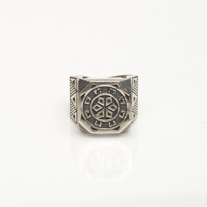 Inel octogonal rozeta romburi Argint