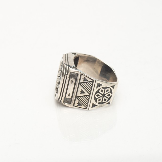 Inel octogonal rozeta romburi Argint