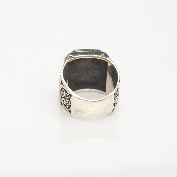 Inel octogonal rozeta romburi Argint