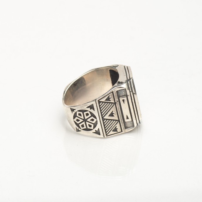 Inel octogonal rozeta romburi Argint