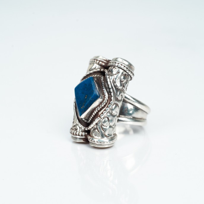 Inel Nepal doi cilindri lapis-lazuli Argint