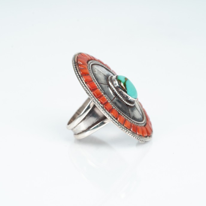 Inel Nepal oval turcoaz.verde nr.1 Argint