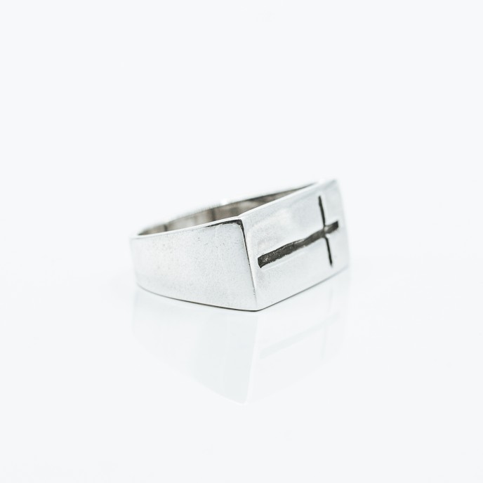 Inel simplu dreptunghiular 9mm cruce Argint