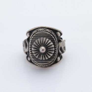 Inel etnic India coroana animale Argint